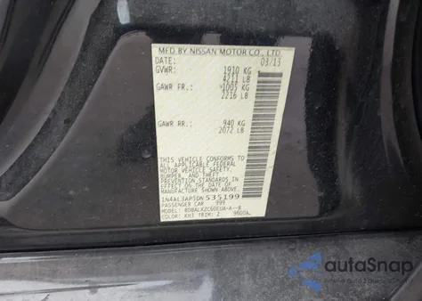 2013 Nissan Altima 2.5 Sl z USA, uszkodzony, nr VIN 1N4AL3AP5DN535199